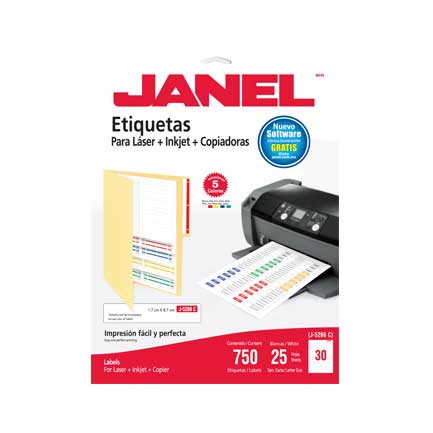 ETIQUETA JANEL LASER 5266 17X87 C/750 (5 COLORES)