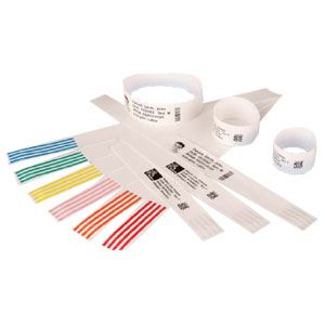 WRISTBAND POLYPROPYLENE 1X11I 1X11IN 25.4X279.4MM 6/BOX Zebra Z-Band Direct, Brazaletes Térmicos Directos Adhesivos Blancos para HC100, 1' x 11', 6 Rollos de 200 Brazaletes c/u 1X11IN (25.4X279.4MM);  6/BOX