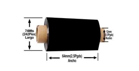 ZEBRA 1 RIBBON CERA 64MMX FORM 6000 DESKTOP Ribbon Zebra Technologies 6000 - 64mm x 74m 6000 DESKTOP