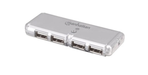 INTRACOM HUB USB V2.0 4 PTOS MINI SIN FUENTE Concentrador USB Manhattan - USB - Externo - Plata - 4 Total USB Port(s) - 4 USB 2.0 Port(s) - PC, Mac FUENTE