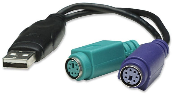 INTRACOM ADAPTADOR CONVERTIDOR USB A PS2 PS/2 2 PUERTOS TECLADO Y MOUSE Adaptador Manhattan USB A - PS/2, .19 Metros, Negro PS2 PS/2 2 PUERTOS TECLADO Y MOUSE