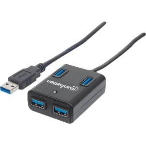 INTRACOM HUB USB 3.0 DE 4 PUERTOS SIN FUENTE Manhattan Hub USB 3.0 de Supervelocidad, 4x USB A, 5000 Mbit/s - sin Fuente SIN FUENTE