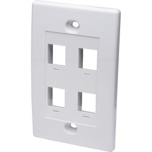 IC INTRACOM TAPA DE PARED FACEPLATE PLACA 4 PUERTOS BLANCO Tapa para Caja Intellinet  (Faceplate) 163316, Montaje al Ras, 4 Salidas, Blanco 4 PUERTOS BLANCO