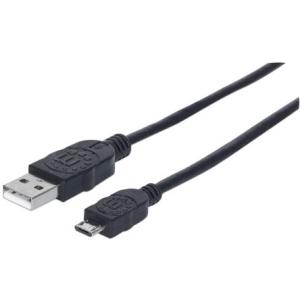 INTRACOM CABLE USB 2.0 A-MICRO B 3.0M NEGRO Manhattan Cable USB de Alta Velocidad, USB 2.0 A Macho - Micro USB 2.0 B Macho, 3 Metros, Negro NEGRO                           .