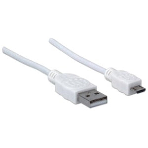 INTRACOM CABLE USB 2.0 A-MICRO B 1.0M BLANCO Manhattan Cable para Dispositivos USB de Alta Velocidad, USB 2.0 A Macho - Micro USB 2.0 B Macho, 1 Metro, Blanco BLANCO
