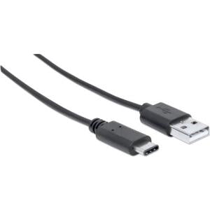 INTRACOM CABLE USB C 1M C MACHO - A MACH NEGRO Manhattan Cable USB C de Alta Velocidad, USB C Macho - USB A Macho, 1 Metro, Negro NEGRO