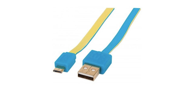INTRACOM CABLE USB V2 A-MICRO B BLISTER PLANO 1.8M AZUL/AMARILLO. CABLE USB V2 A-MICRO B, BLISTER PLANO 1.8M AZUL/AMARILLO. PLANO 1.8M AZUL/AMARILLO.