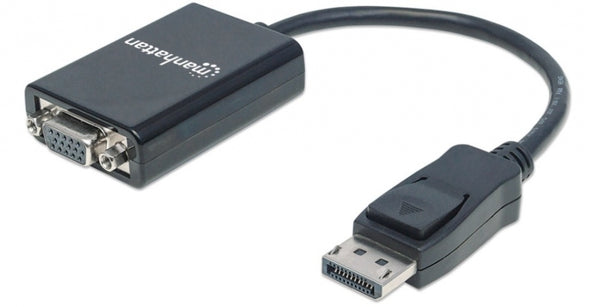 INTRACOM CABLE ADAPTADOR CONVERTIDOR DISPLAYPORT A VGA HD15 1080P M-H Manhattan Cable DisplayPort Macho - VGA (D-Sub) Hembra, 15cm, Negro DISPLAYPORT A VGA HD15 1080P M-H
