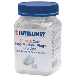 IC INTRACOM PLUG MODULAR RJ45 UTP CAT6 MULTIFILAR 90PZS CONTACTO CHAPA ORO Intellinet Conector RJ-45 para Cable Cat6 UTP, Transparente, 90 Piezas MULTIFILAR 90PZS CONTACTO CHAPA ORO
