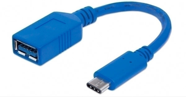 INTRACOM CABLE ADAPTADOR CONVERTIDOR USB-C 3.1 A USB-A 3.0 MACHO-HEMBRA Manhattan Cable USB 3.1 C Macho - USB 3.0 A Hembra, 15cm, 3A, Azul USB-C 3.1 A USB-A 3.0 MACHO-HEMBRA