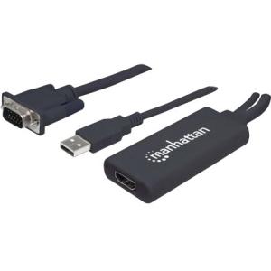 INTRACOM CABLE ADAPTADOR CONVERTIDOR VGA A HDMI AUDIO Y AC VIA USB Adaptador Manhattan VGA (D-Sub)/USB - HDMI, 1920 x 1200 Pixeles, Negro VGA A HDMI + AUDIO Y AC VIA USB