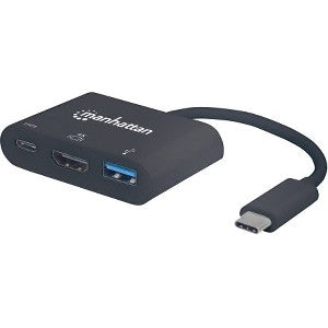 INTRACOM CABLE ADAPTADOR CONVERTIDOR DOCKING USB-C A HDMI USB 3.O USB-C Manhattan Adaptador USB C Macho - HDMI/USB A/USB C Hembra, Negro DOCKING USB-C A HDMI USB 3.O USB-C