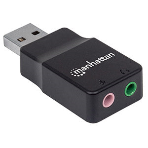 INTRACOM ADAPTADOR CONVERTIDOR TARJETA SONIDO 2.1 USB A 3.5MM Manhattan Convertidor USB a Audio, Negro SONIDO 2.1 USB A 3.5MM