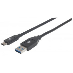 INTRACOM CABLE USB-C V3.1 C-A 2.0M NEG . Cable Manhattan  USB A Macho - USB C Macho, 2 Metros, Negro .