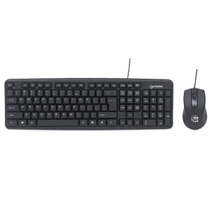INTRACOM KIT TECLADO Y MOUSE ALAMBRICO OPTICO CONEXION USB ESP Kit de Teclado y Mouse Manhattan 178464, Alámbrico, USB, Negro (Español) OPTICO CONEXION USB ESP