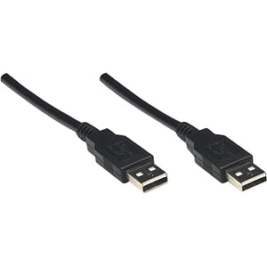 INTRACOM CABLE USB V2.0 A-A 1.8M NEGRO . Cable Manhattan  USB A Macho - USB A Macho, 1.8 Metros, Negro .