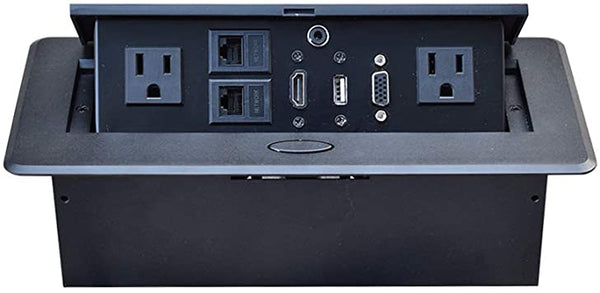 INTRACOM CAJA DE CONEXION PARA MESA CON ENCHUFE USB HDMI VGA Manhattan Caja para Mesa 164832, 2 Puertos + 2x USB, Negro ENCHUFE  USB  HDMI  VGA