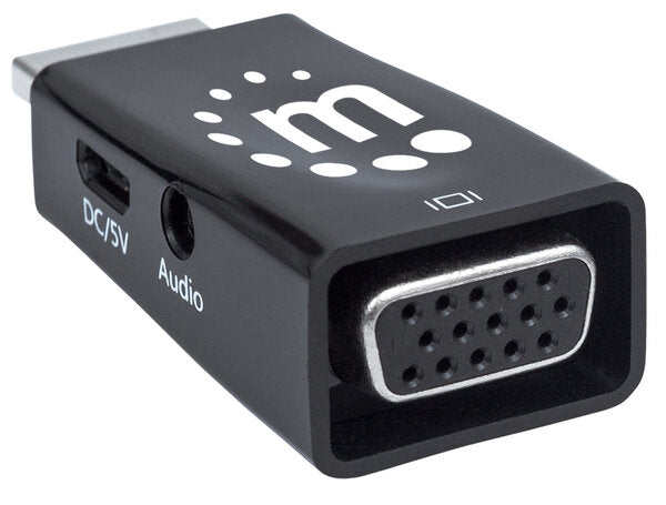 INTRACOM CONVERTIDOR VIDEO HDMI A SVGA AUDIO MICRO BL Manhattan Convertidor HDMI Macho - VGA + 3.5mm Hembra, Negro SVGA+AUDIO  MICRO  BL