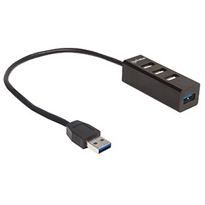 INTRACOM HUB USB V2.0  3 PTOS Y V3.0 1 PTO SIN FUENTE Manhattan Hub USB A 3.0 de 4 Puertos, 5000 Mbit/s, Negro PTO SIN FUENTE