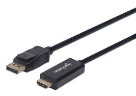 INTRACOM CABLE DISPLAYPORT - HDMI M-M 1080P  3.0M Manhattan Cable HDMI Macho - Displayport Macho, 3 Metros, Negro 1080P  3.0M