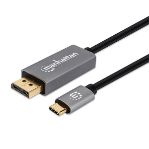 INTRACOM CABLE USB-C A DISPLAYPORT 3.0M 8K60HZ Manhattan adaptador de cable de vídeo 3 m USB Tipo C DisplayPort Negro, Plata 8K60HZ