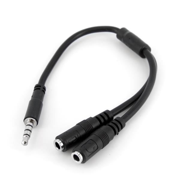 STARTECH CONSIG CABLE ADAPTADOR DIVISOR DIADEMA MACHO A HEMBRA Cable StarTech.com 3,5mm Macho - 2x de 3,5mm Hembra, 20cm, Negro DIADEMA MACHO A HEMBRA