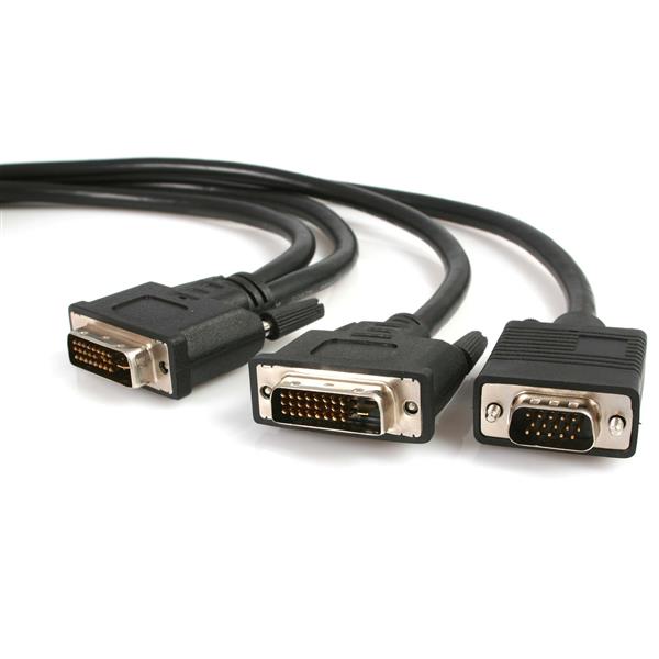 STARTECH CONSIG CABLE 1.8M DIVISOR DVI-I MACHO A DVI-D Y VGA HD15 MACHO SPLITTE. StarTech.com Cable DVI-I Macho - DVI-D + VGA (D-Sub) Macho, 1.8 Metros, Negro A DVI-D Y VGA HD15 MACHO SPLITTE.