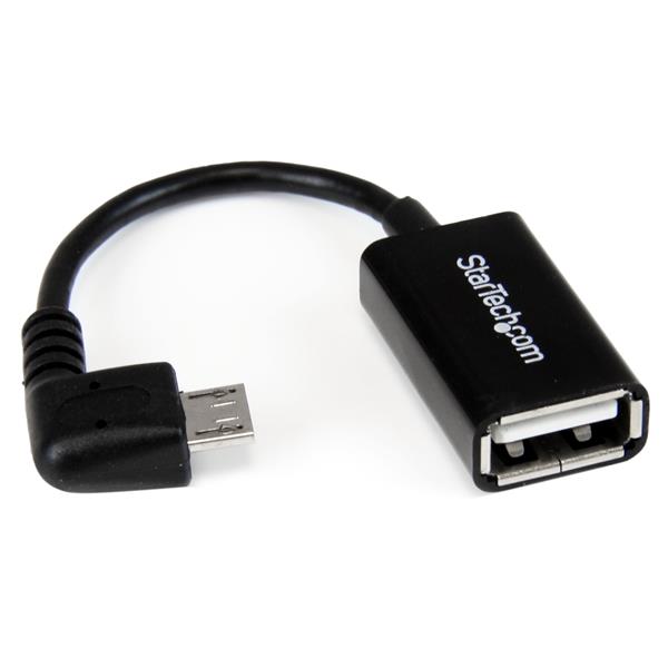 STARTECH CONSIG CABLE ADAPTADOR MICROUSB A USB OTG 12CM ACODADO MACHO HEMBRA   . Startech.com Cable Adaptador Micro USB B Macho - USB A Hembra OTG Acodado a la Derecha, 12cm OTG 12CM ACODADO MACHO HEMBRA   .