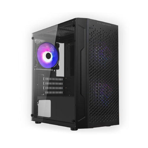 Gabinete Gamer Balam Rush Mini Torre Artic GI725 ATX Panel Izq Cristal Frente Colmena USB 3.0/3xFan RGB Negro