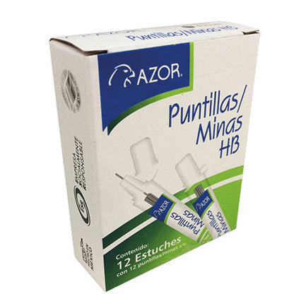 Puntillas Azor HB 0.7mm Caja C/12 Tubos C/12 Puntillas C/U