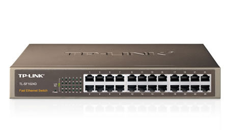 TP-LINK SWITCH DE 24 PUERTOS ETHERNET DE ESCRITORIO Y MONTAJE EN RACK Switch TP-Link Fast Ethernet TL-SF1024D, 10/100Mbps, 4.8Gbit/s, 24 Puertos, 8000 Entradas ? No Administrable DE ESCRITORIO Y MONTAJE EN RACK