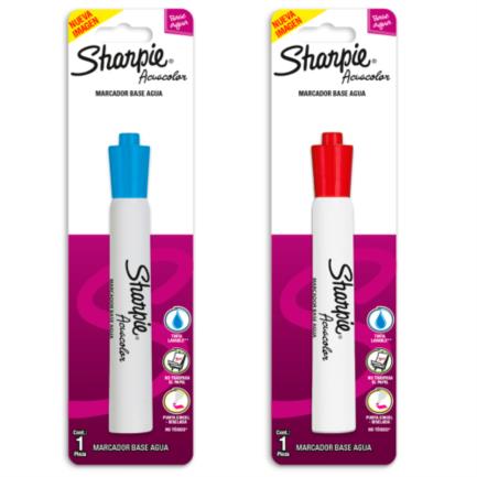 Marcador Acuacolor Sharpie Blister 1CT Color Rojo-Azul