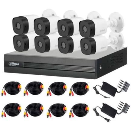 Kit de 8 Canales Dahua 2MP DVR Cooper-I WizSense con IA H.265+/8 Cámaras B1A21 1080p/8Ch+2 IP o Hasta 10 Canales IP