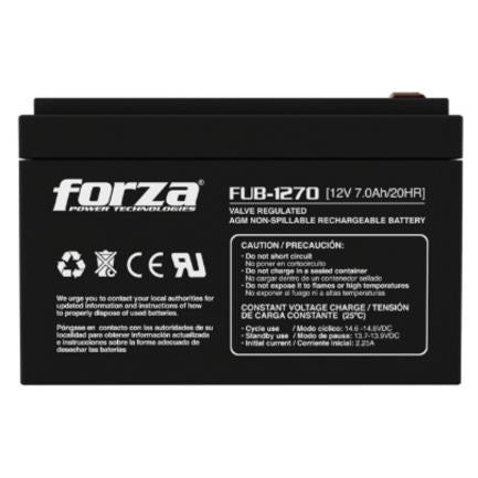 Batería Forza FUB-1270 Sellada de Plomo-Ácido Recargable 12V 7Ah AGM Sin Mantenimiento Negro