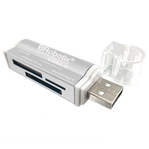 BROBOTIX USD LECTOR DE TARJETAS TODO EN UNO USB V2.0 METALICO PLATA BROBOTIX LECTOR DE TARJETAS TODO EN UNO USB V2.0 METALICO PLATA BROBOTIX