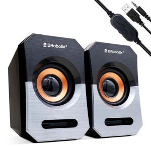 BROBOTIX USD BOCINA DUAL USB V2.0 NEGRO/ PLA TA BROBOTIX BOCINA DUAL USB V2.0 NEGRO/ PLA TA BROBOTIX