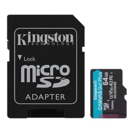Memoria Kingston Micro SDXC Canvas Go Plus 64GB UHS-I U3 V30 A2 Clase 10 C/Adaptador
