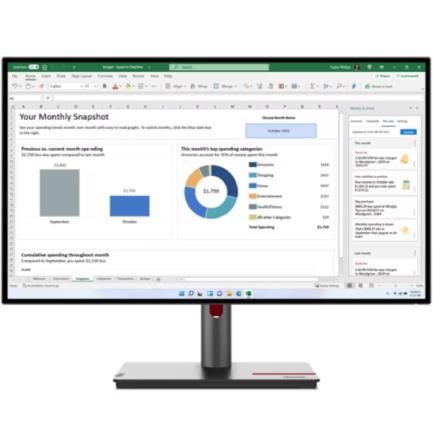 Monitor Lenovo 27" ThinkVision P27q-30 WLED Resolución 2560x1440 Panel IPS
