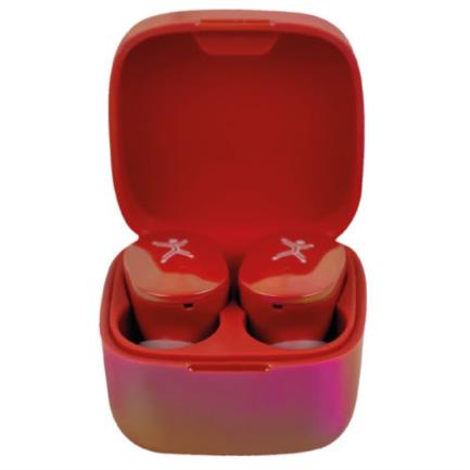 Audífonos Inalámbricos Perfect Choice TWS Brillantes Alcance de 10m Bluetooth Rojo