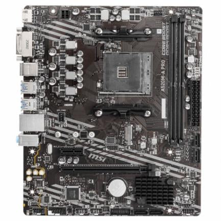 Tarjeta Madre MSI A520M-A Pro 2xDDR4 64GB 4600Mhz PCIe 3.0 M.2 1xHDMI 1xDVI-D S AM4 Ryzen 5th Gen mATX