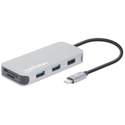 Docking Manhattan USB-C 8 ptos HDMI USB-C PD/2xUSBv3.2/USBv2.0 RED SD/Micro SDD
