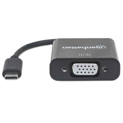 Convertidor Manhattan Video USB-C 3.1 a VGA-H Color Negro
