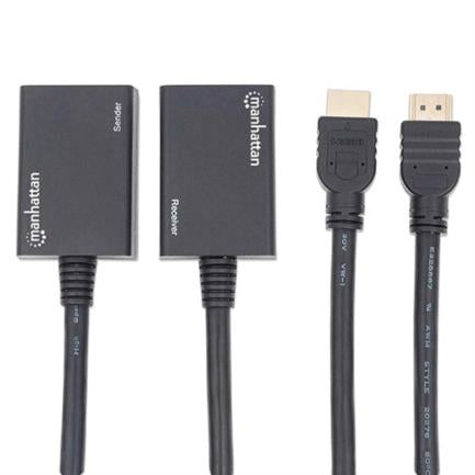 Extensor Manhattan Video HDMI Vía Cat 5/6 30m Color Negro