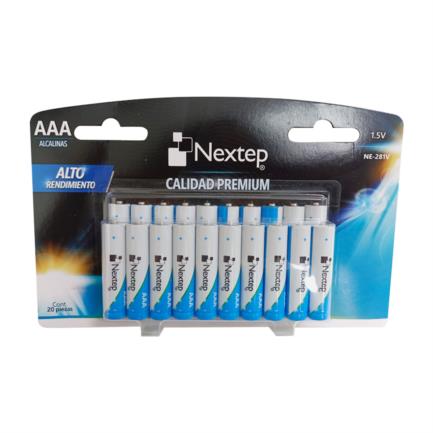 Pilas Nextep AAA Alcalinas LR03 1.5V c/20 Piezas