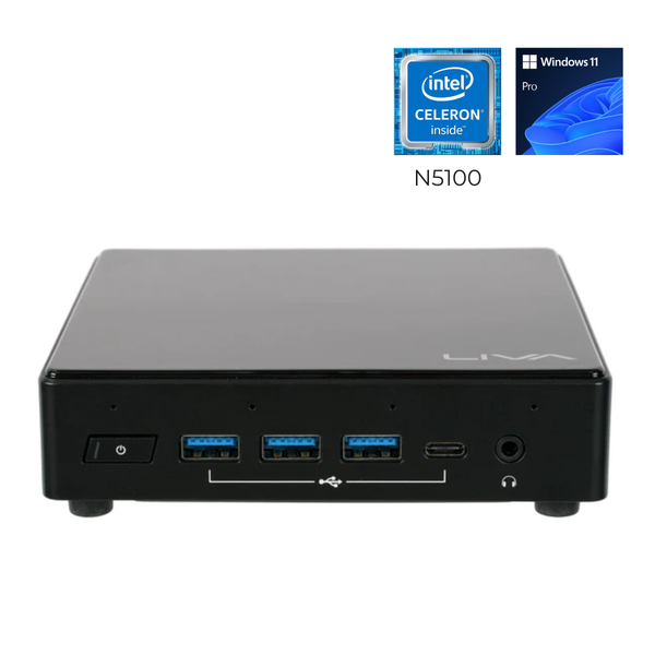 MINI PC ECS LIVA Z3, Intel Celeron N5100, 4GB RAM, 128GB eMMC, HDMI & mDP, Windows 11 Pro