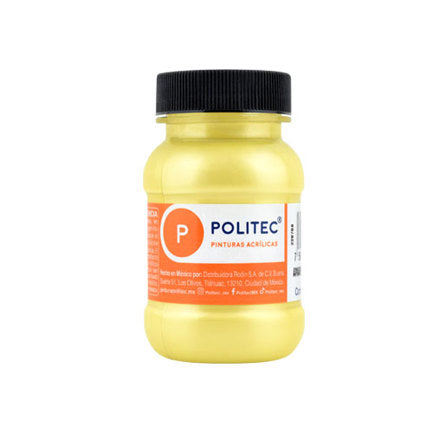 Pintura Acrilica Politec Amarillo Metalico 100ml No 518 Caja c/6 piezas