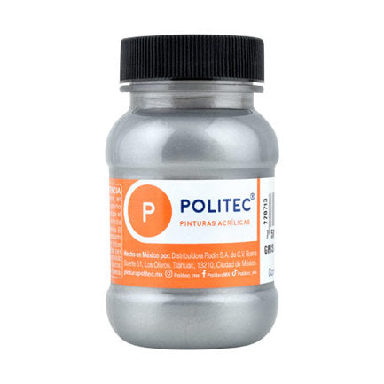 Pintura Acrilica Politec Gris Metalico 100ml No 517 Caja c/6 piezas