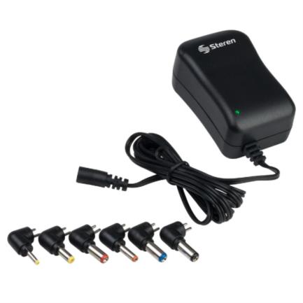Eliminador Regulado Steren 3 a 12Vcc 1.2A con Puntas Intercambiables Color Negro