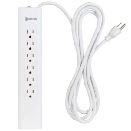Multicontacto Steren de 6 salidas verticales y cable extra largo color Negro