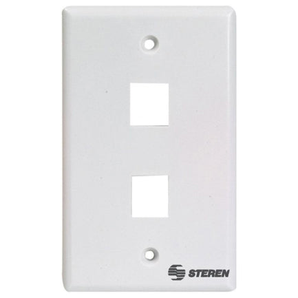 Placa Steren P/Registro de 2 Cavidad Keystone CAT5 y 6